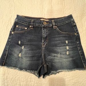 Distressed Dark Wash Jean Shorts